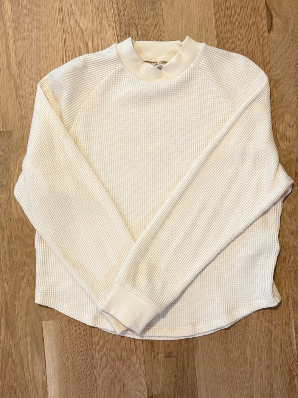 Madewell Women's Waffle-Knit Mock Neck Long Sleeve Top - Cream